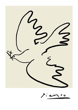 Picasso de duif, vredesduif van Picasso, minimalistische kunst van Picasso van Hella Maas