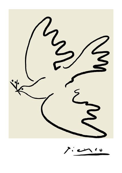 Picasso die Taube, Friedenstaube von Picasso, minimalistische Kunst von Picasso von Hella Maas