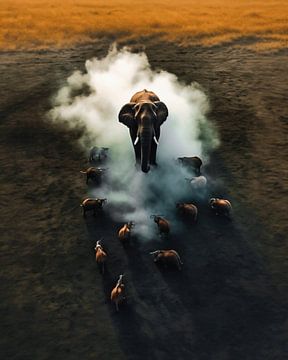 Kudde olifanten van fernlichtsicht