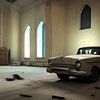 Vieille voiture dans une église abandonnée sur Betty Maria Digital Art