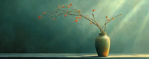 Vase sarcelle avec fleurs