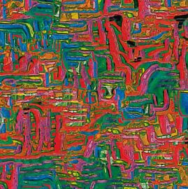 Stad rood, groen & blauw nr. 1 (abstract) van Anna Marie de Klerk