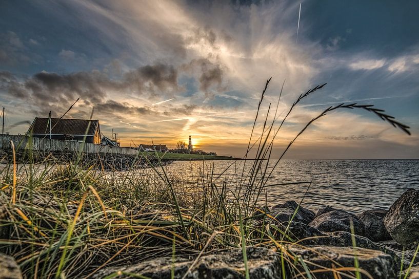 Zonsondergang vanaf de pier van Hindeloopen gezien von Harrie Muis