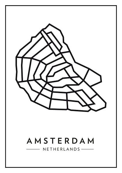 Amsterdam from above - abstract lines with character by Muurmap - Jouw Favorite stad of wijk aan de muur