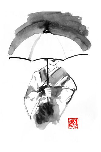 geisha onder paraplu