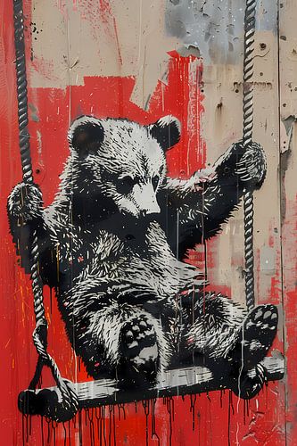 Beer schommel banksy stijl