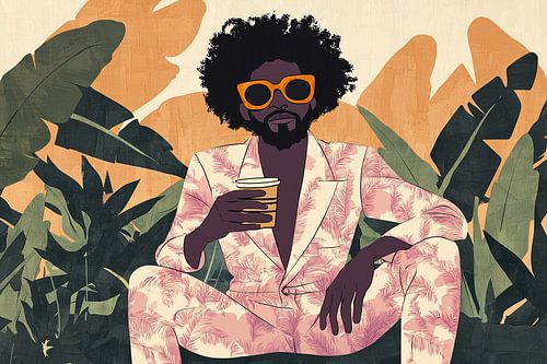 Détente tropicale : café sous les palmiers