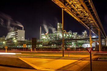 Scène de nuit Industrie pétrochimique dans le port d'Anvers
