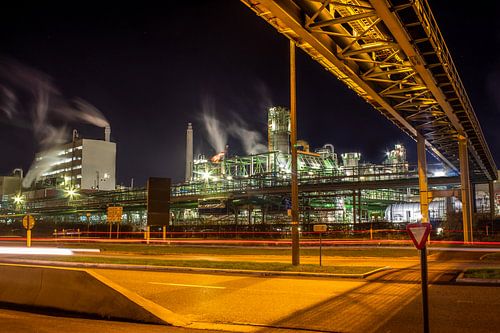 Scène de nuit Industrie pétrochimique dans le port d'Anvers