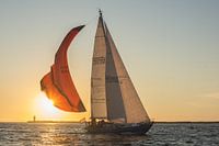 Approaching sailing boat in the harbour of IJmuiden