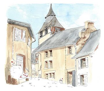 Illustratie van klein Frans dorpje van Ivonne Wierink