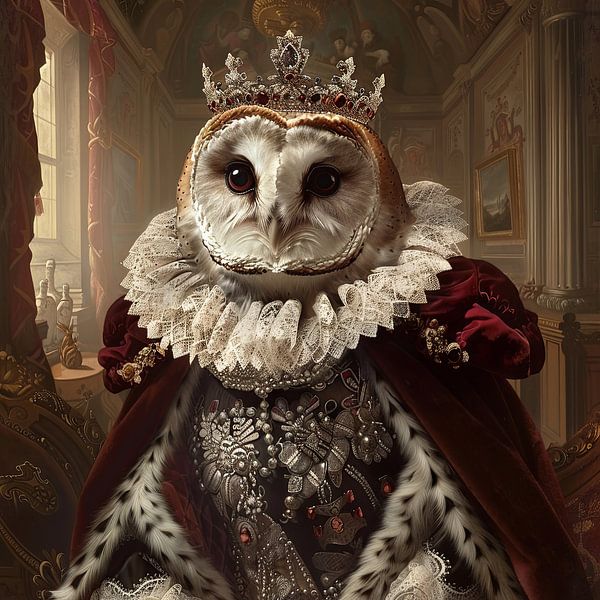 Eule - Barock-Tierportrait mit Krone von Poster Art Shop