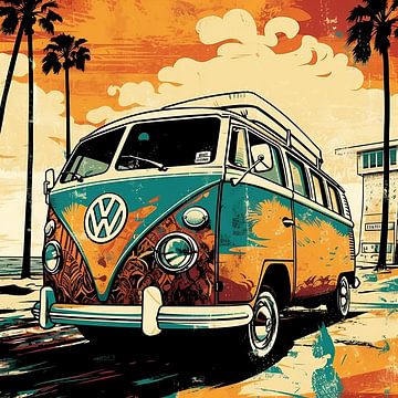 Volkswagen Transporter V1 - 1970s orange blue by Dunto Venaar