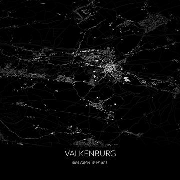 Zwart-witte landkaart van Valkenburg, Zuid-Holland. van Rezona