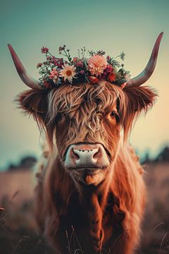 Scottish Highlanders: crown of flowers by ByNoukk