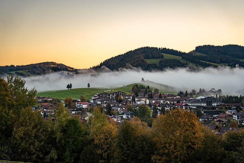 Sunrise in autumn near Oberstaufen by Leo Schindzielorz