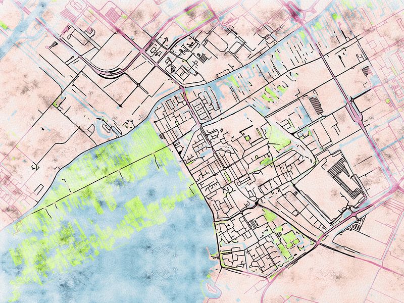 Karte von Aalsmeer im stil 'Soothing Spring' von Maporia