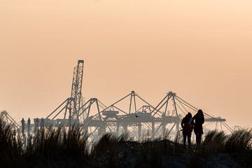 Avondlicht op de Maasvlakte, Hoek van Holland / Rotterdam van Eddy Westdijk