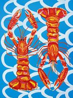 Langoustines On Blue