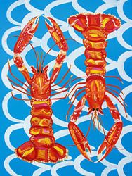 Langoustines op blauw