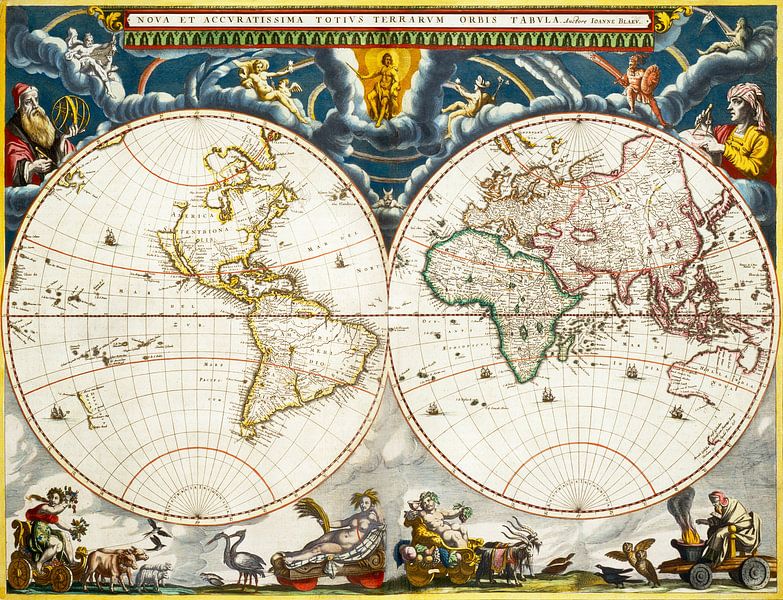 Nova et accuratissima totius terrarum orbis tabula, Joan Blaeu by Masterful Masters