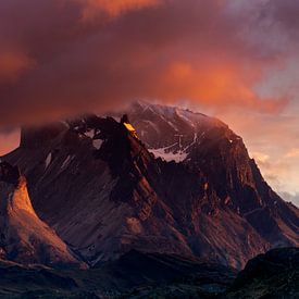 Cerro Torre burning, Torres del Paine National Park by Dieter Meyrl