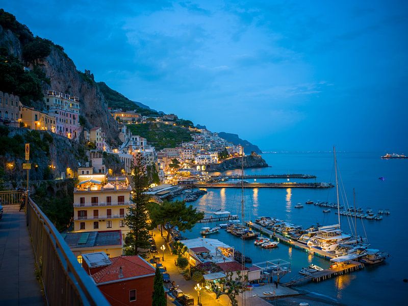The harbour of Amalfi in the evening by t.ART