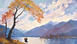 Rocking on the edge of a mountain lake by Emiel de Lange