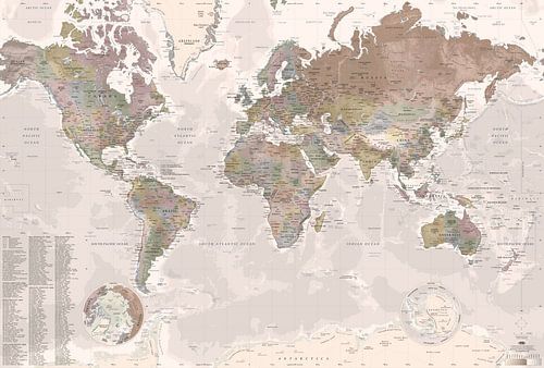 World Map VINTAGE style (2025 update) by MAPOM by Geoatlas