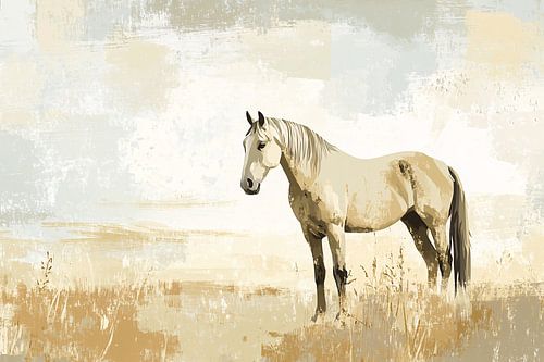 Minimalistisch schilderij van een paard