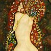 Naakte vrouw en de zeeslang. (geïnspireerd  door Gustav Klimt)) van Ineke de Rijk