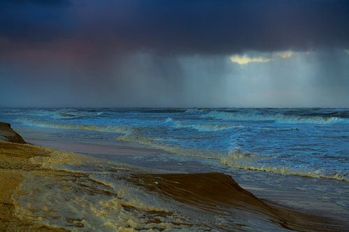 Stormy night at Dutch coast near Wassenaar