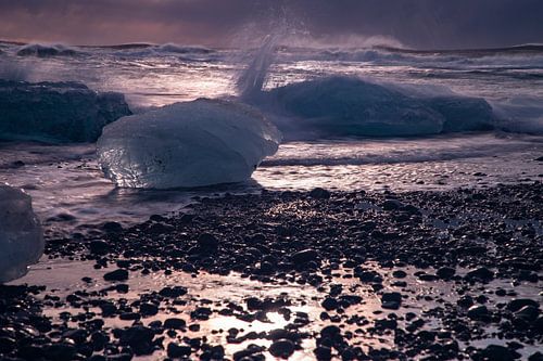 Diamant Beach bijJökulsárlón , IJsland. Landschap