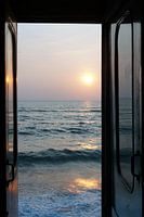 Sunset through the traindoor