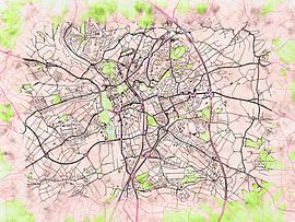 Map of Fulda with the style 'Soothing Spring' by Maporia