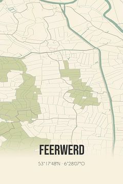 Vintage landkaart van Feerwerd (Groningen) van Rezona