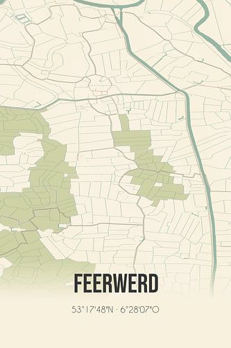 Vintage landkaart van Feerwerd (Groningen)