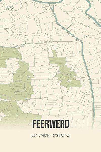 Vintage map of Feerwerd (Groningen) by Prints of Place