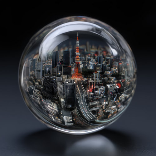 Der Tokyo Tower und die Stadtansicht in einer Glaskugel