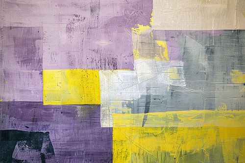 Abstract schilderij met contrasterende kleurvlakken