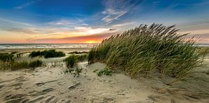 paal 15 - strand Texel - Duin zonsondergang van Texel360Fotografie Richard Heerschap