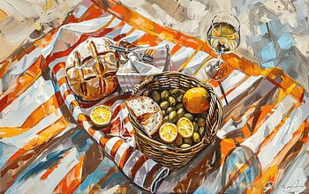 Pain d'été et vin blanc