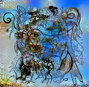 Vögel - in den Bäumen, Gesichtsserie, (Luft) von Mathilde Art, by Mirjam Zunnebeld