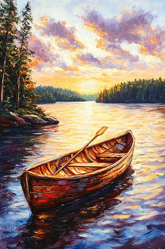 Bateau à rames sur un lac pittoresque
