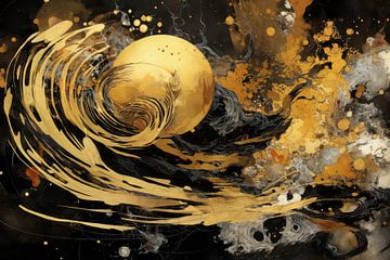 Gouden Explosie Abstract van Digitale Schilderijen