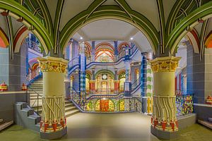 Kleurrijke Architectuur van het Landgericht in Halle (Saale)