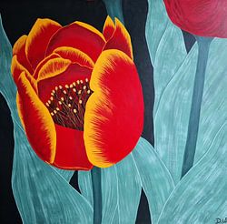 Tulp geschilderd met acryl