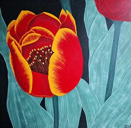 Tulp geschilderd met acryl van Dineke Wilkens
