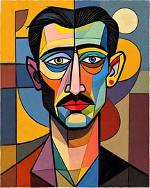Kubismus Portrait Poster – Abstraktes Gesicht im Picasso-Stil von Conpo Design