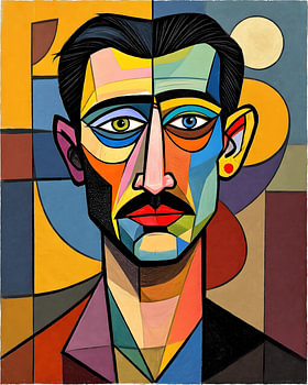Kubismus Portrait Poster – Abstraktes Gesicht im Picasso-Stil